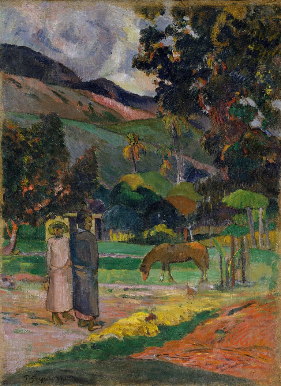 Paisaje tahitiano de Paul Gauguin