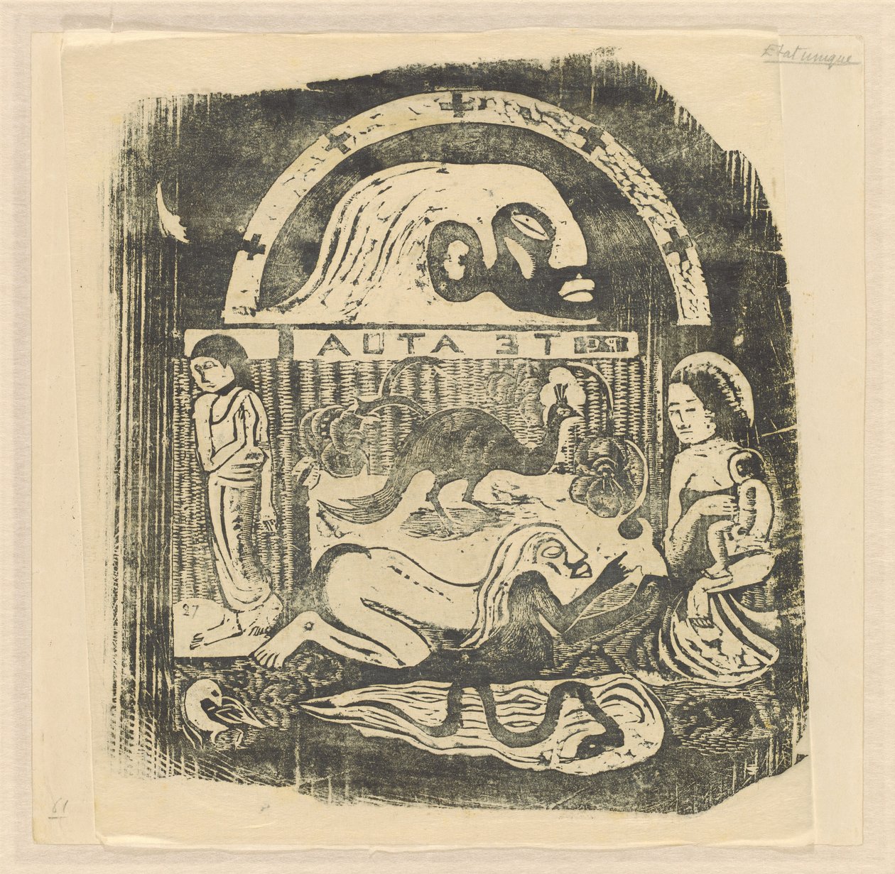 Te Atua (Los Dioses) Placa Pequeña [recto] de Paul Gauguin