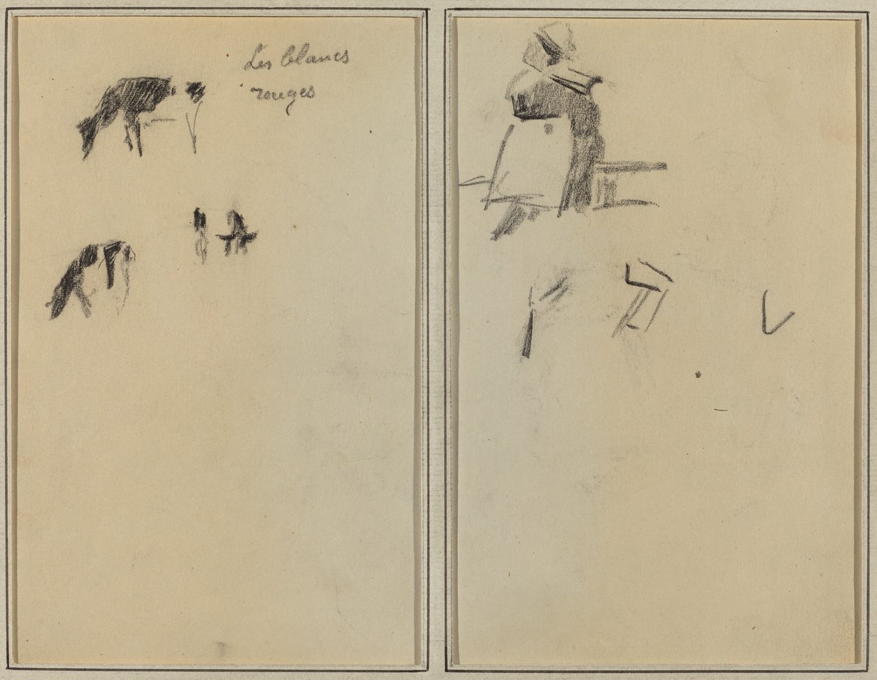 Dos Vacas; Una Mujer Bretona Sentada (verso) de Paul Gauguin