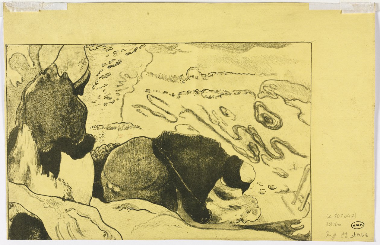 Suite Volpini: Mujeres lavando ropa (verso) de Paul Gauguin