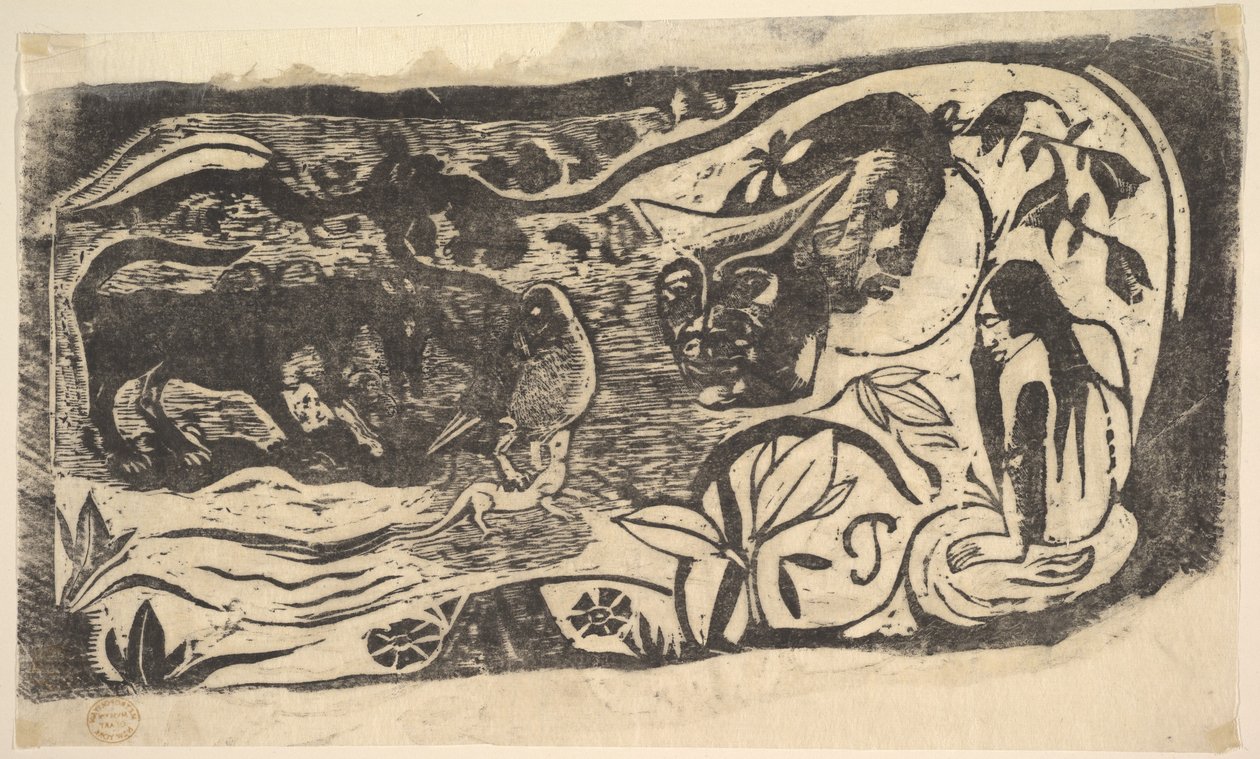 Xilografía con una Cabeza Cornuda, 1898-99 de Paul Gauguin