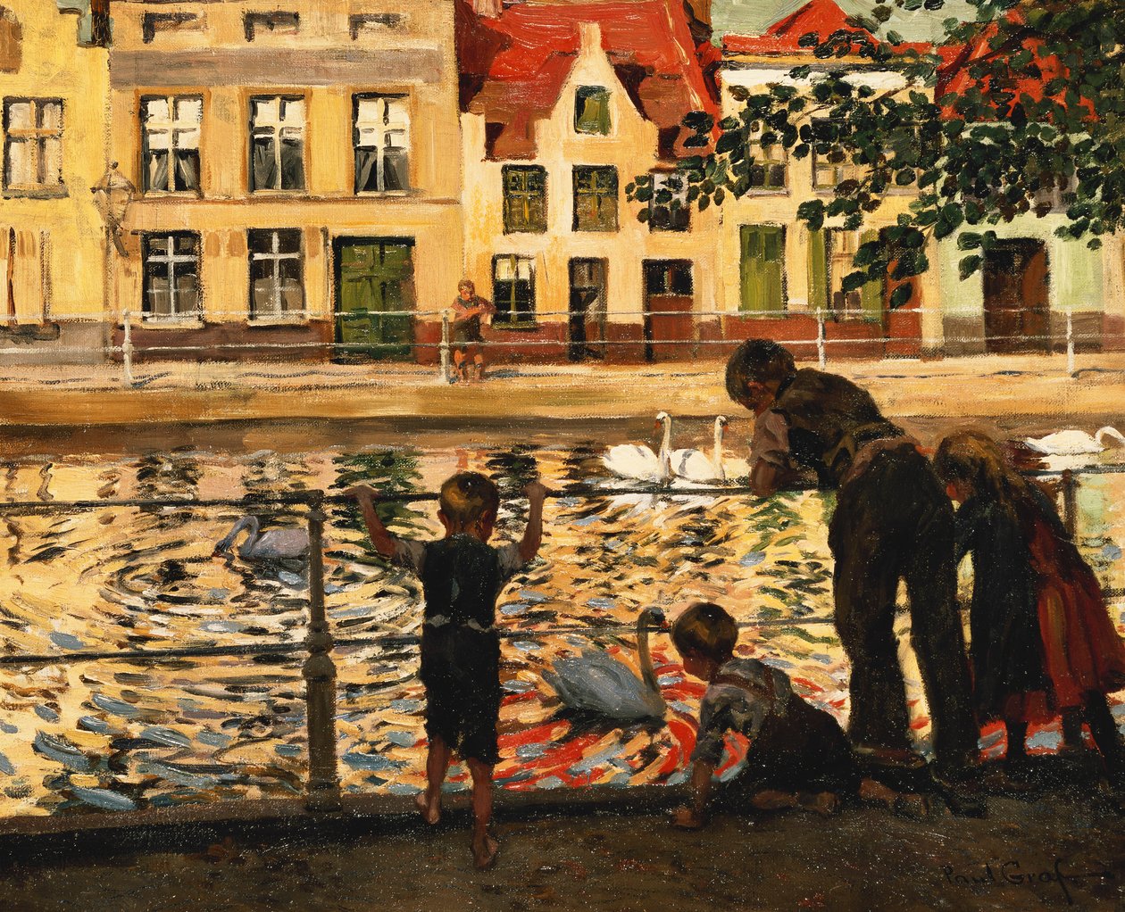 Alimentando a los cisnes de Paul Graf