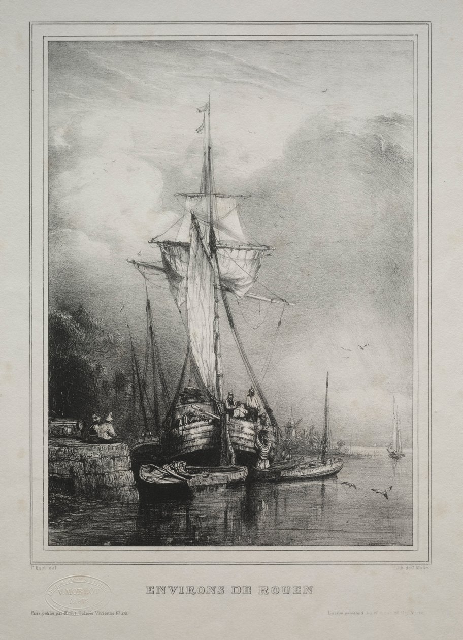 Seis marines: Alrededores de Rouen, Francia, 1832 de Paul Huet