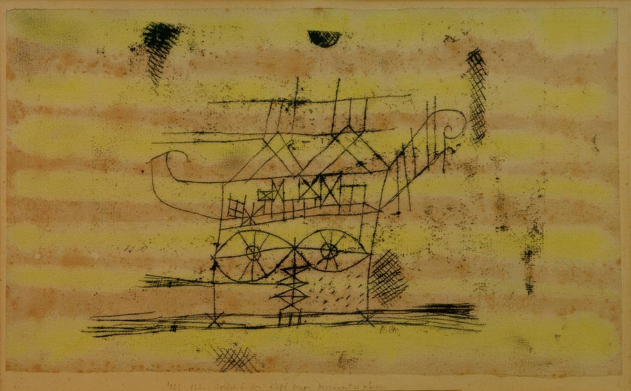 Andamio para la cabeza de una escultura monumental de Paul Klee