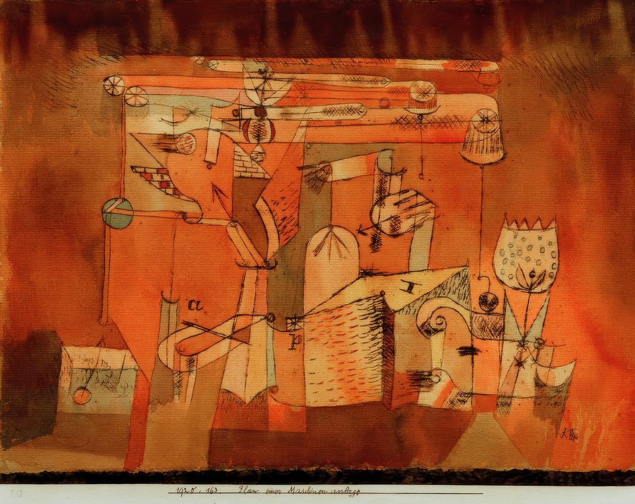 Plano de una instalación de maquinaria de Paul Klee