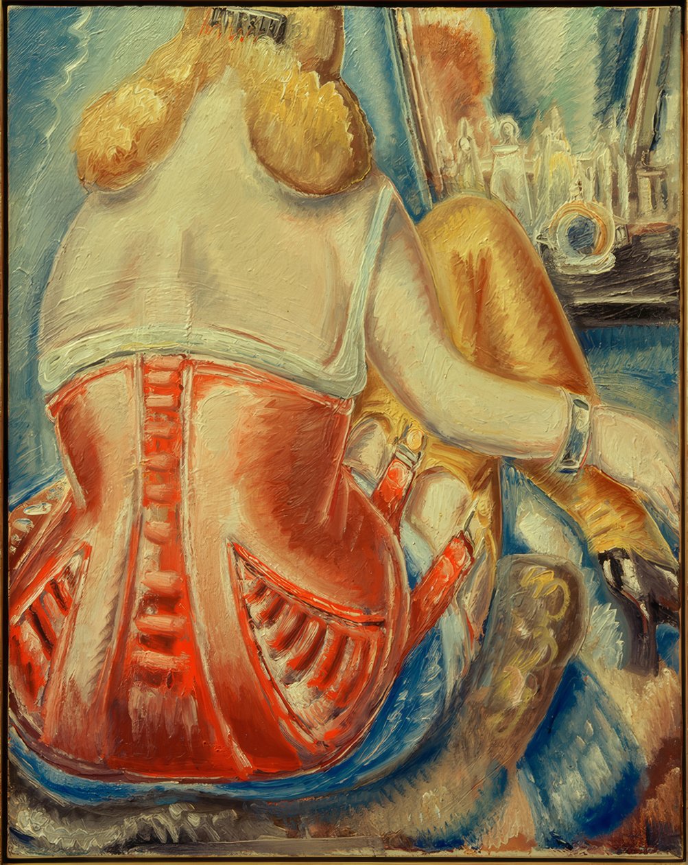 Mujer en corsé rosa de Paul Kleinschmidt