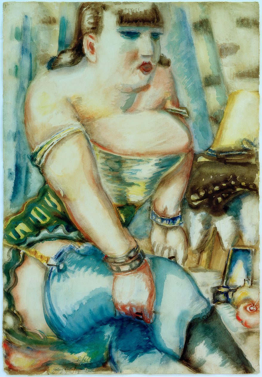 Mujer con medias azules de Paul Kleinschmidt