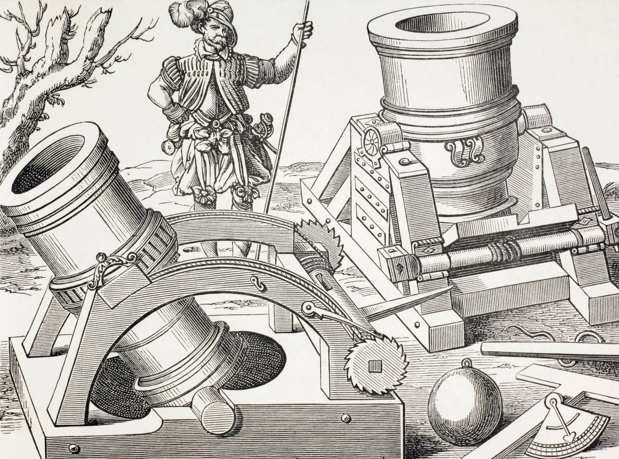 Morteros del siglo XVI sobre carros móviles. de Paul Lacroix