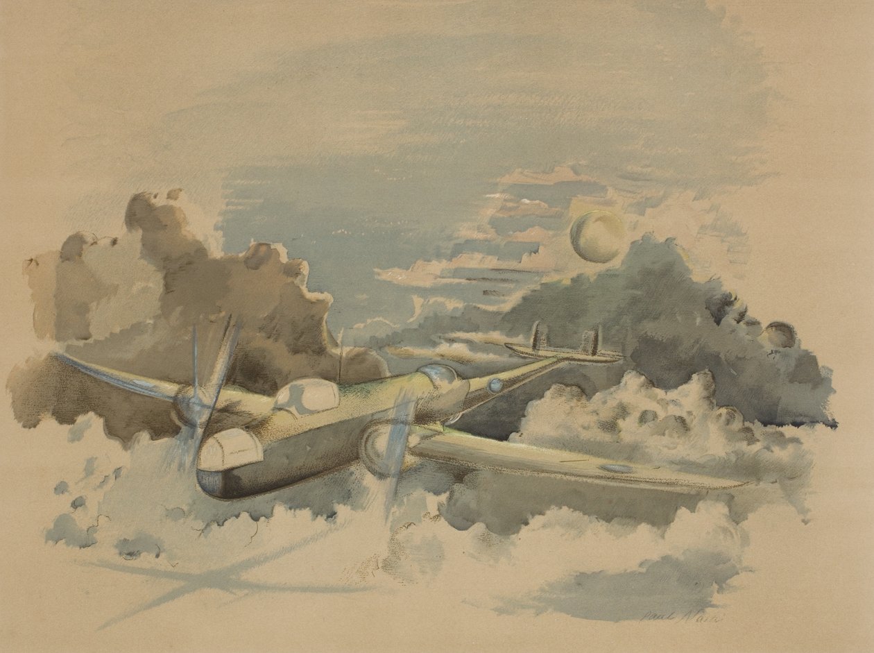 Viaje a la luz de la luna, Hampden volando por encima de las nubes de Paul Nash