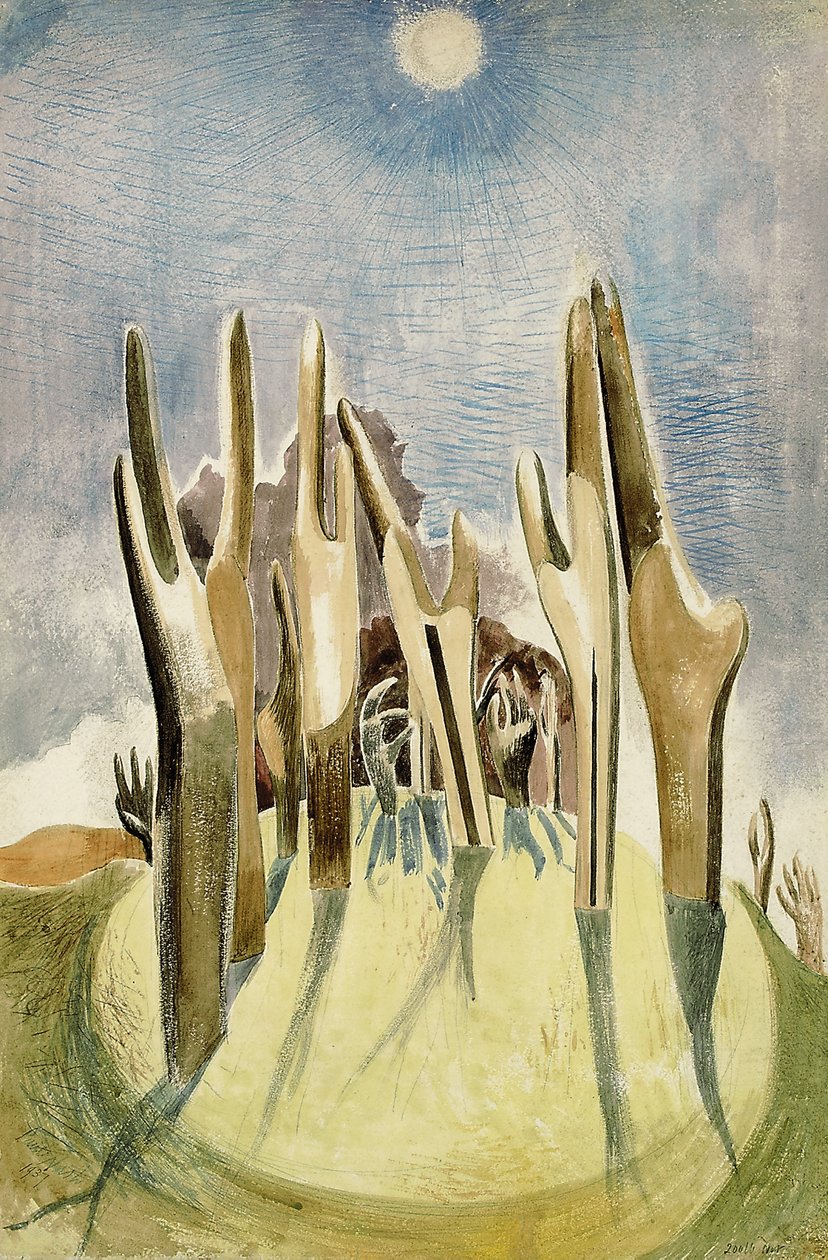Madera en la colina de Paul Nash