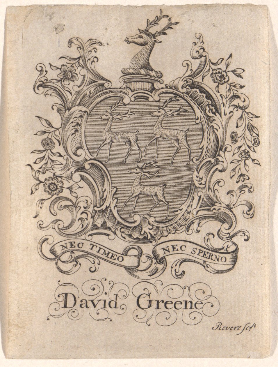 Ex libris de David Greene de Paul Revere