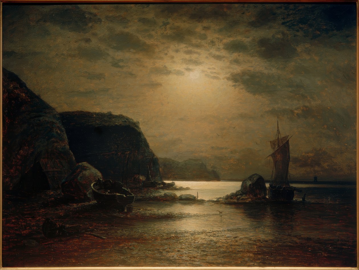 Costa rocosa de Rügen a la luz de la luna de Paul Riess