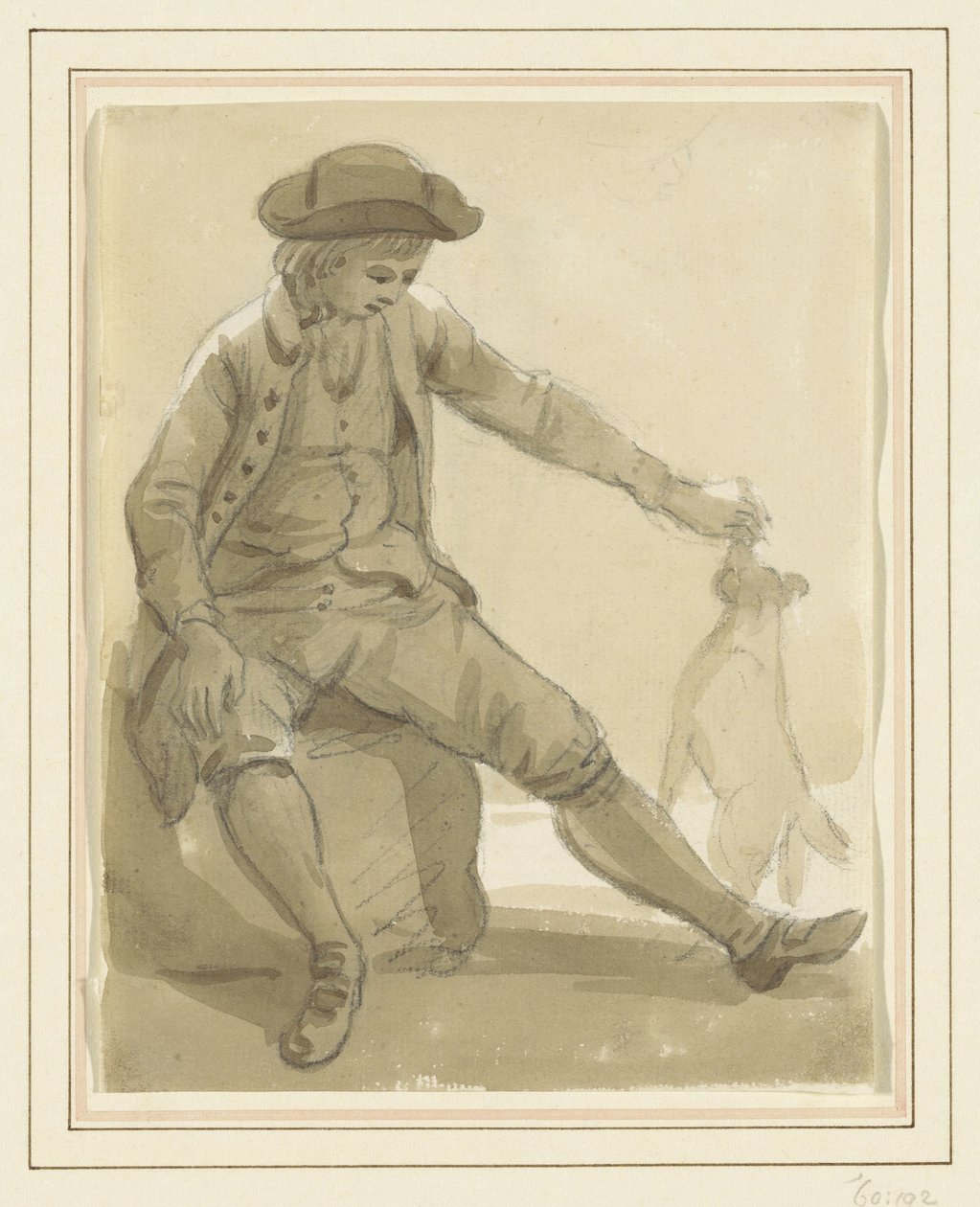 Niño jugando con un perro de Paul Sandby
