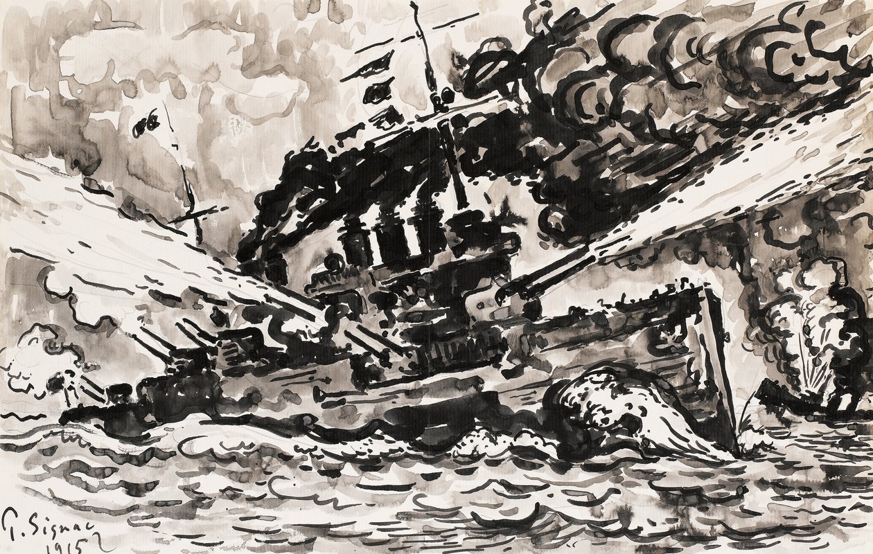 Acorazado combatiendo de Paul Signac