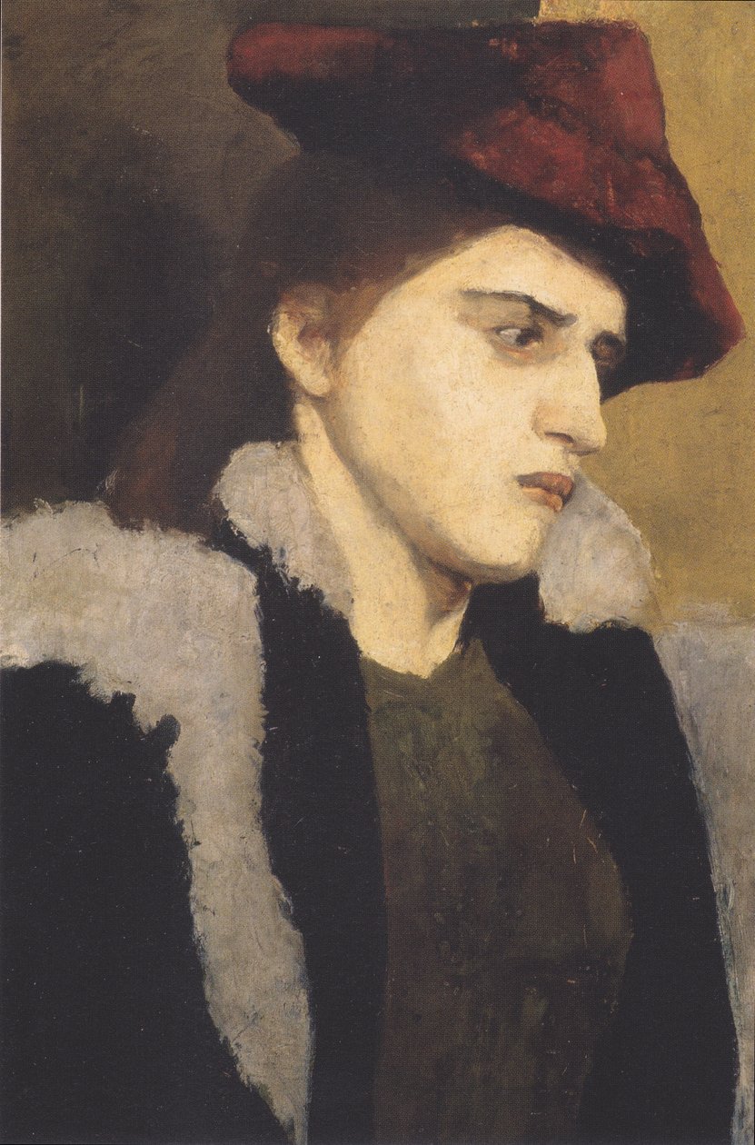 Retrato de una joven con sombrero rojo de Paula Modersohn Becker