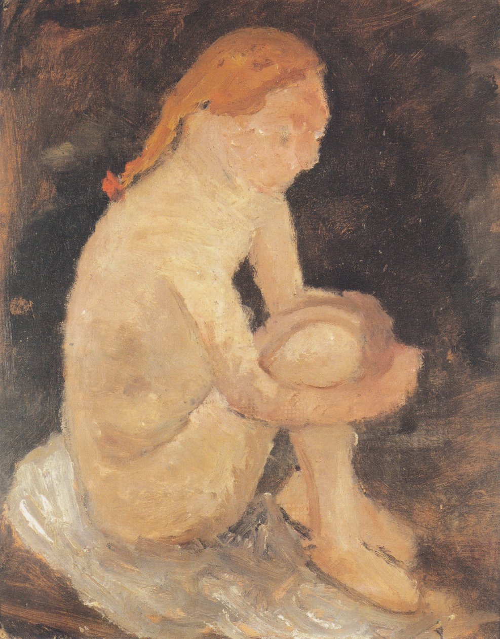 Desnudo femenino sentado hacia la derecha, con las piernas dobladas de Paula Modersohn Becker