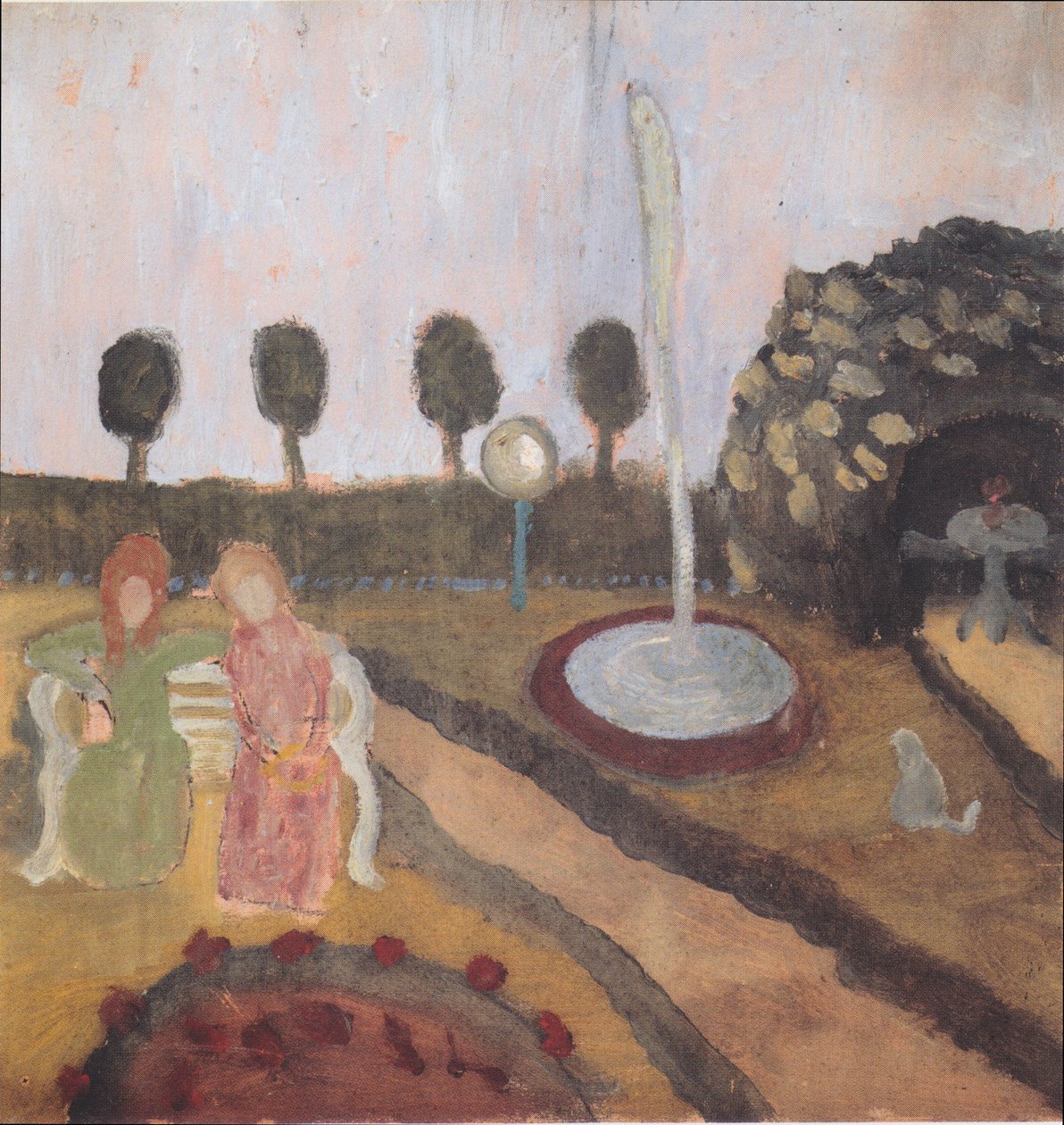 Dos mujeres en el jardín con fuente de Paula Modersohn Becker