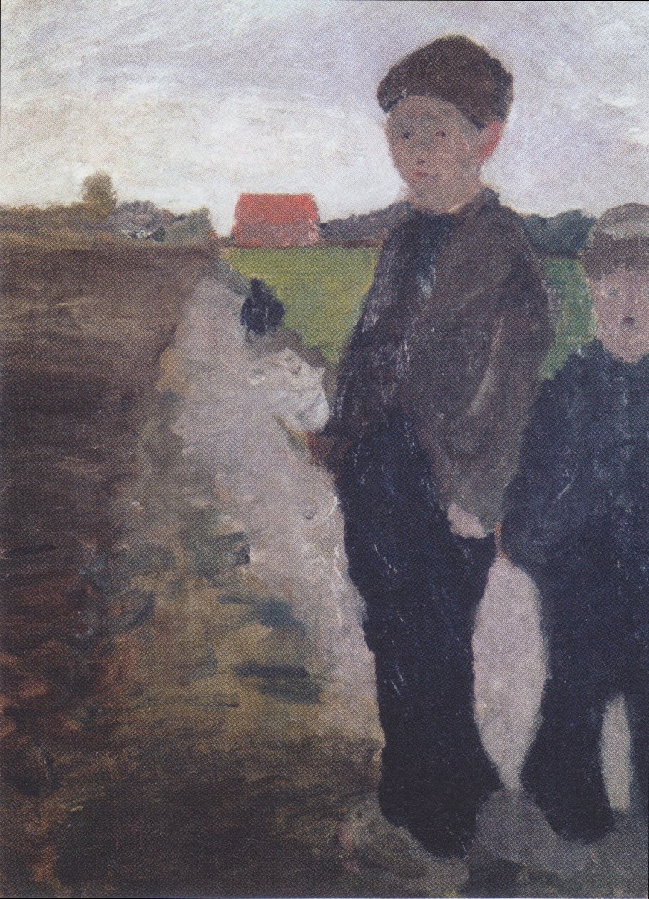 Dos niños en el canal del pantano de Paula Modersohn Becker