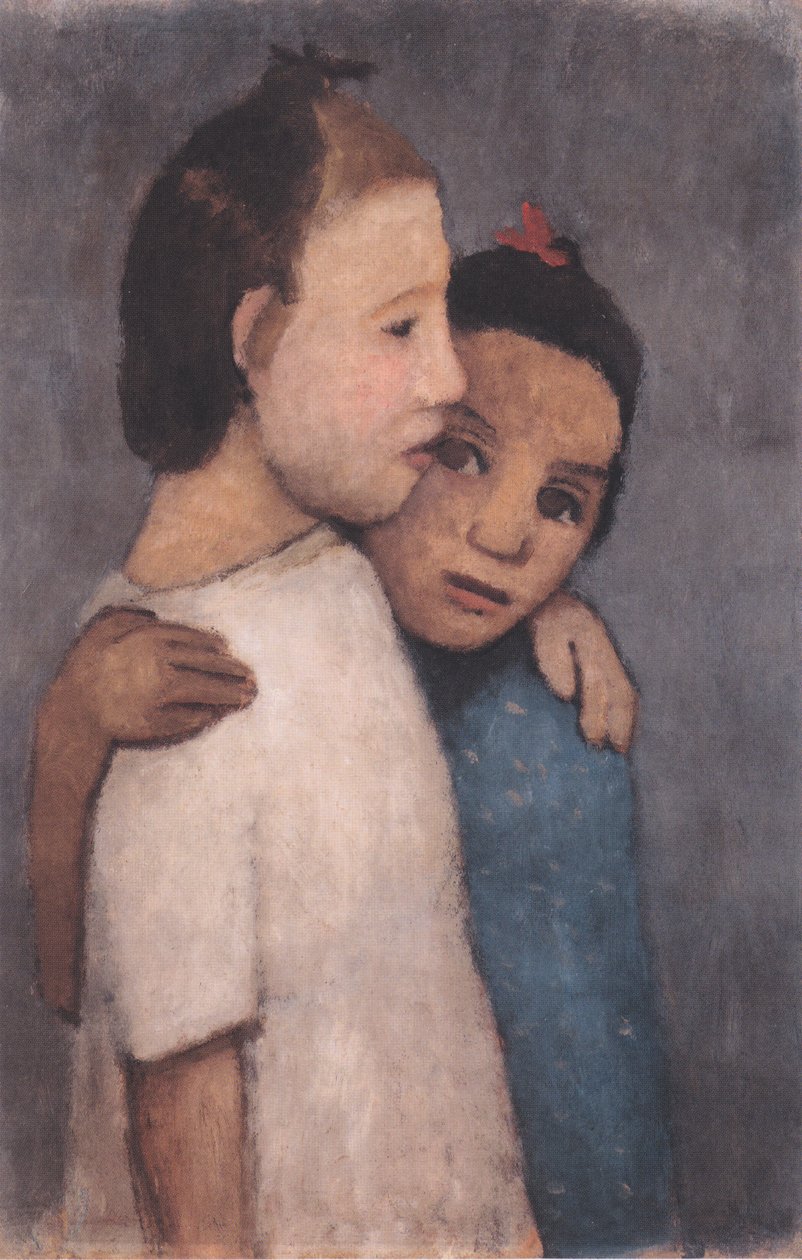 Dos niñas con vestido blanco y azul de Paula Modersohn Becker