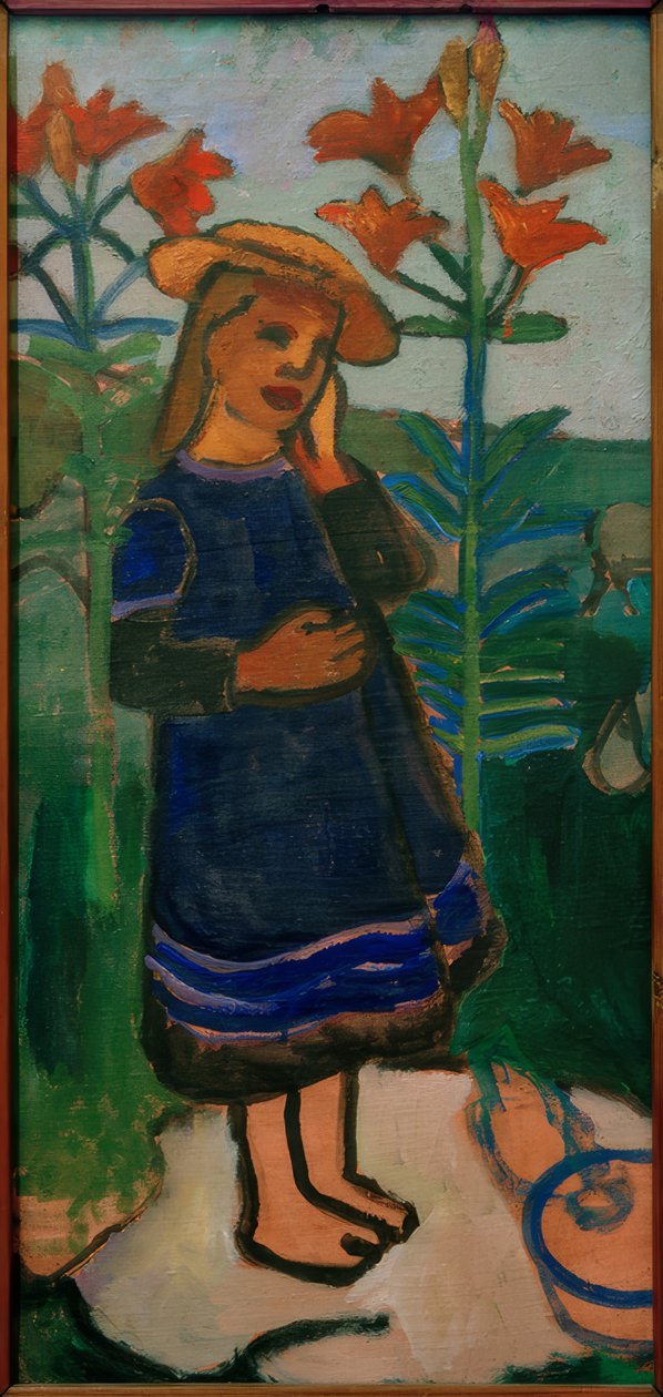 Elsbeth entre lirios de fuego de Paula Modersohn Becker