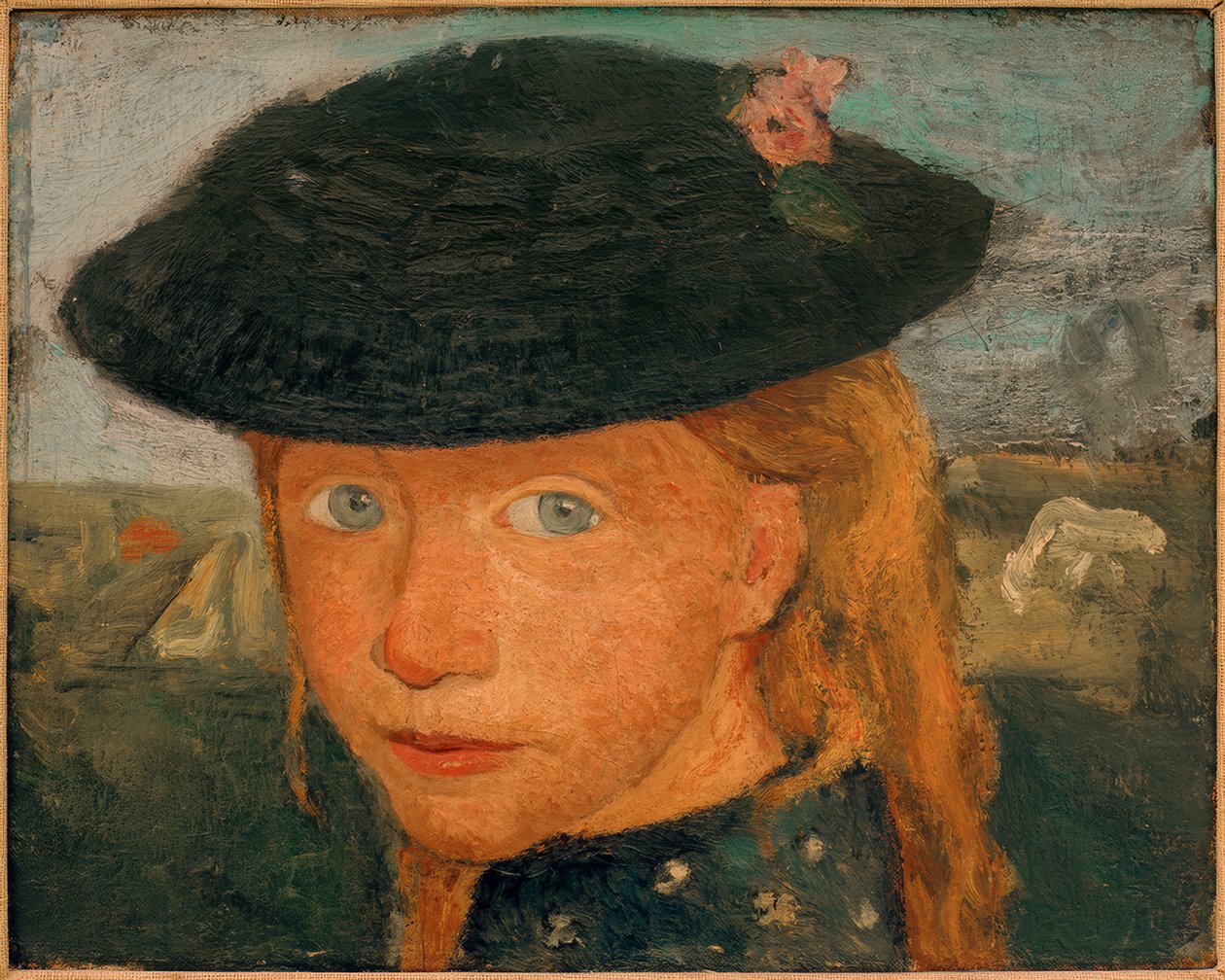Cabeza de una niña pequeña con sombrero de paja de Paula Modersohn Becker