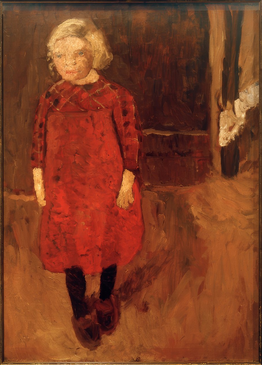 Niña de pie frente a un establo de cabras de Paula Modersohn Becker