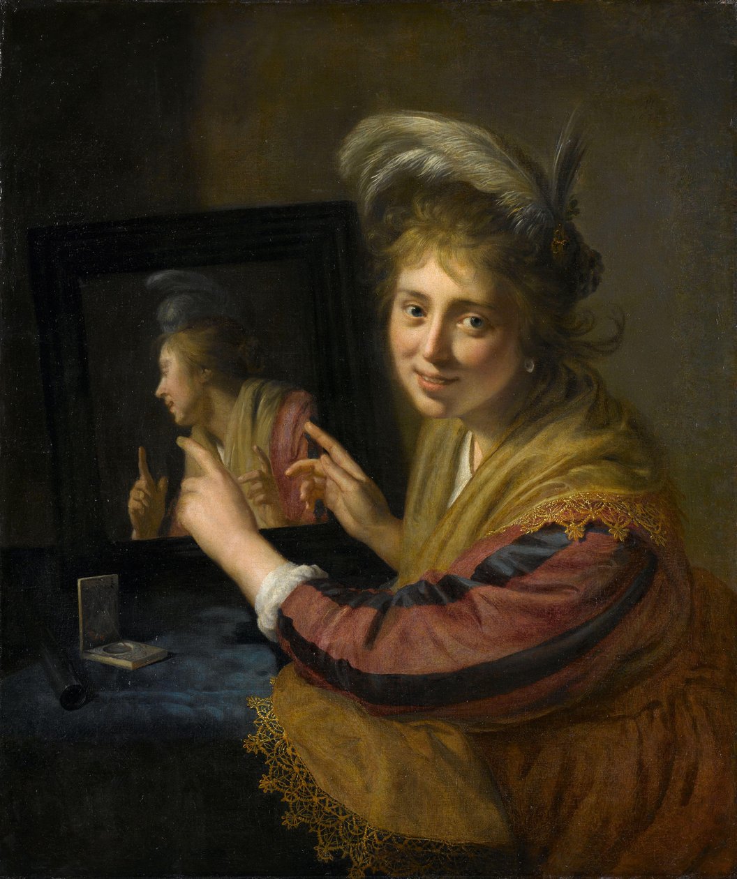 Chica en el espejo de Paulus Moreelse
