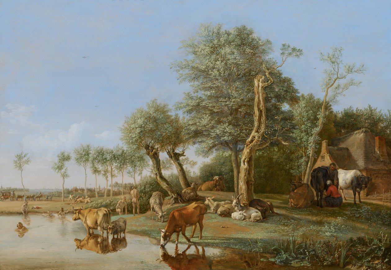 Vacas reflejadas en el agua, 1648 de Paulus Potter