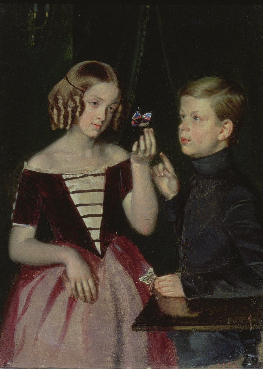 Retrato de Olga Ivanovna (1839-98) y Fedor Ivanov (1836-1903) 1851 de Pavel Andreevich Fedotov