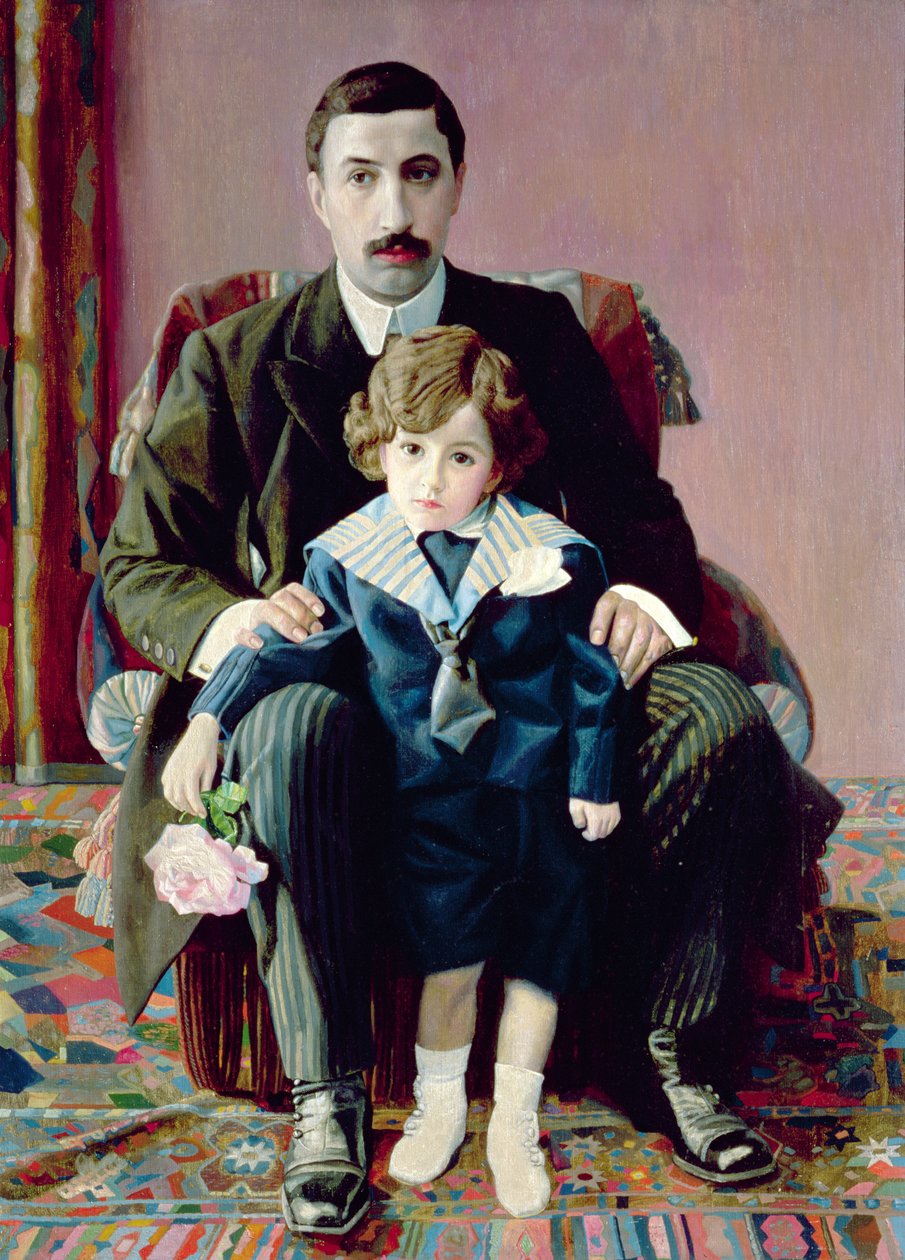 Retrato de Arman Frantsevich Aziber y su hijo, 1915 de Pawel Nikolajewitsch Filonow