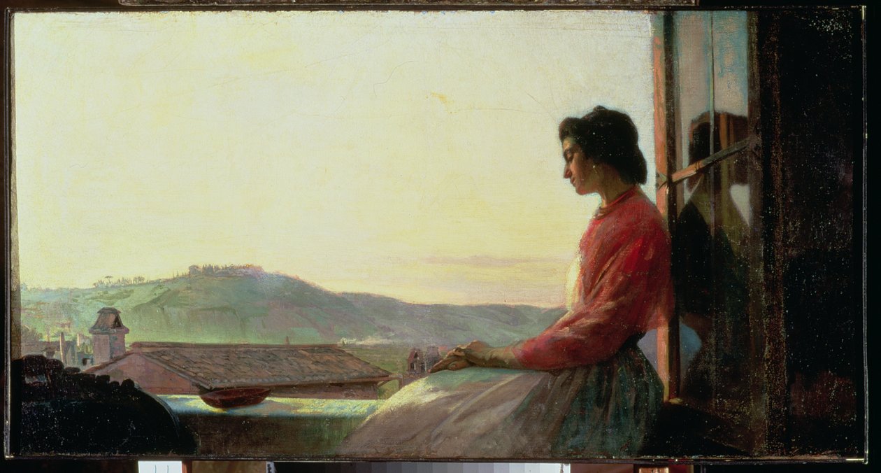 Giovannina Sentada en el Alféizar de una Ventana de Pavel Petrovich Chistiakov
