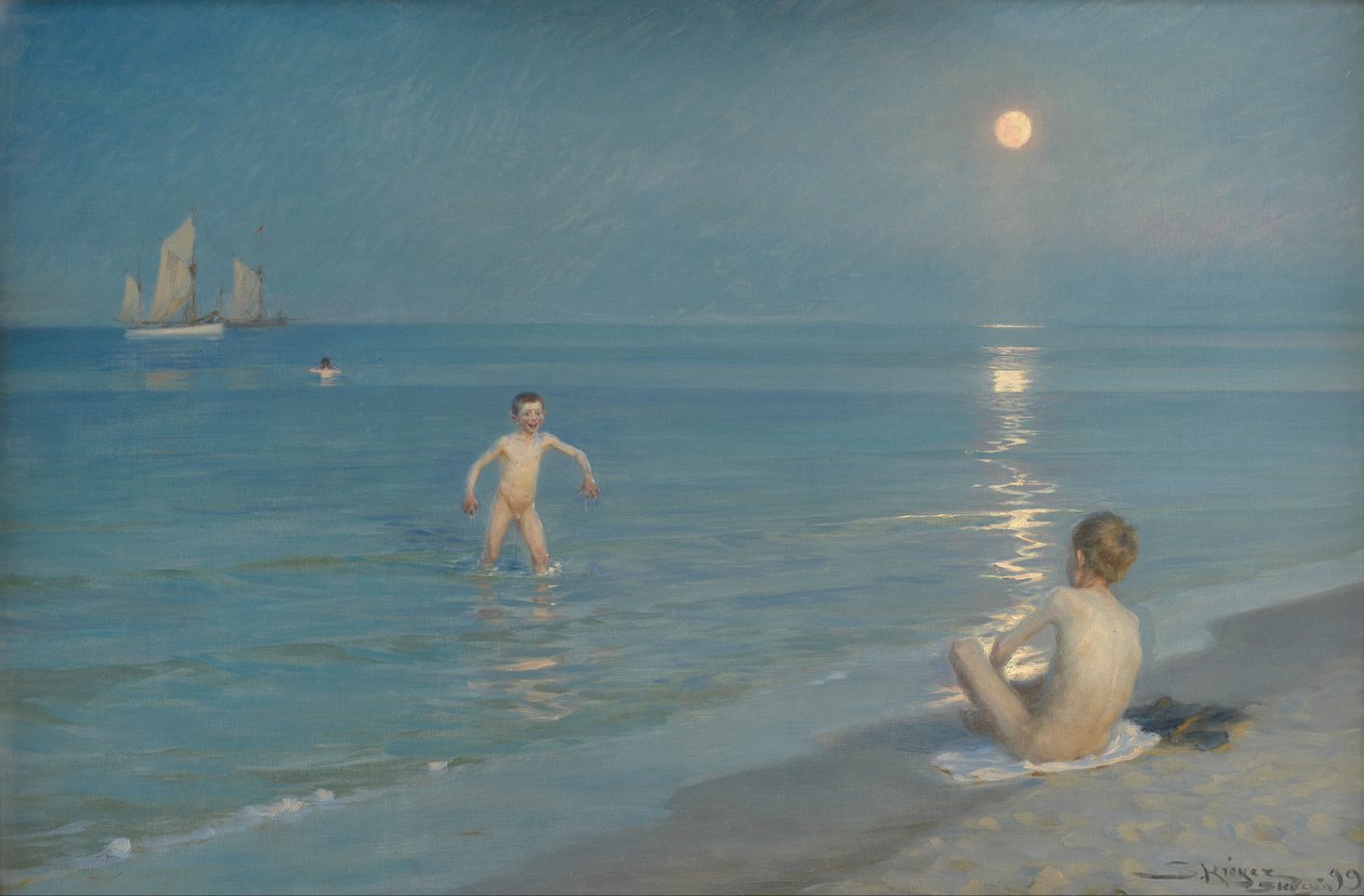 Niños Bañándose en Skagen. Tarde de Verano de Peder Severin Krøyer