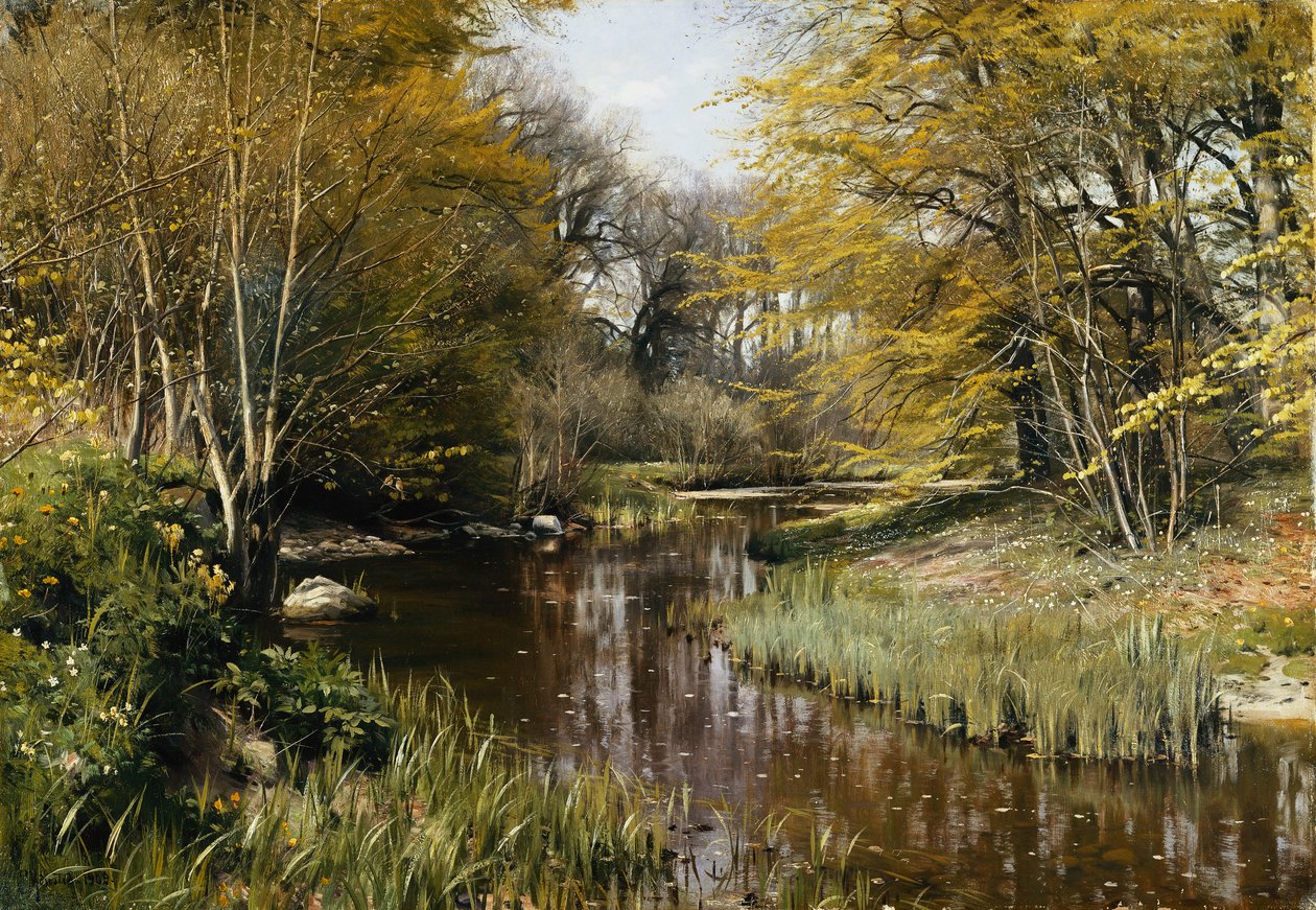 Paisaje fluvial boscoso de Peder Monsted