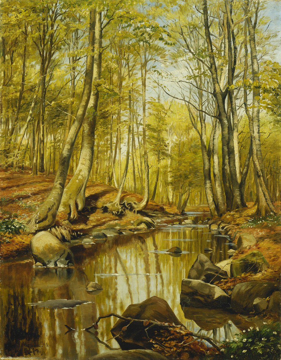 Paisaje fluvial boscoso de Peder Monsted