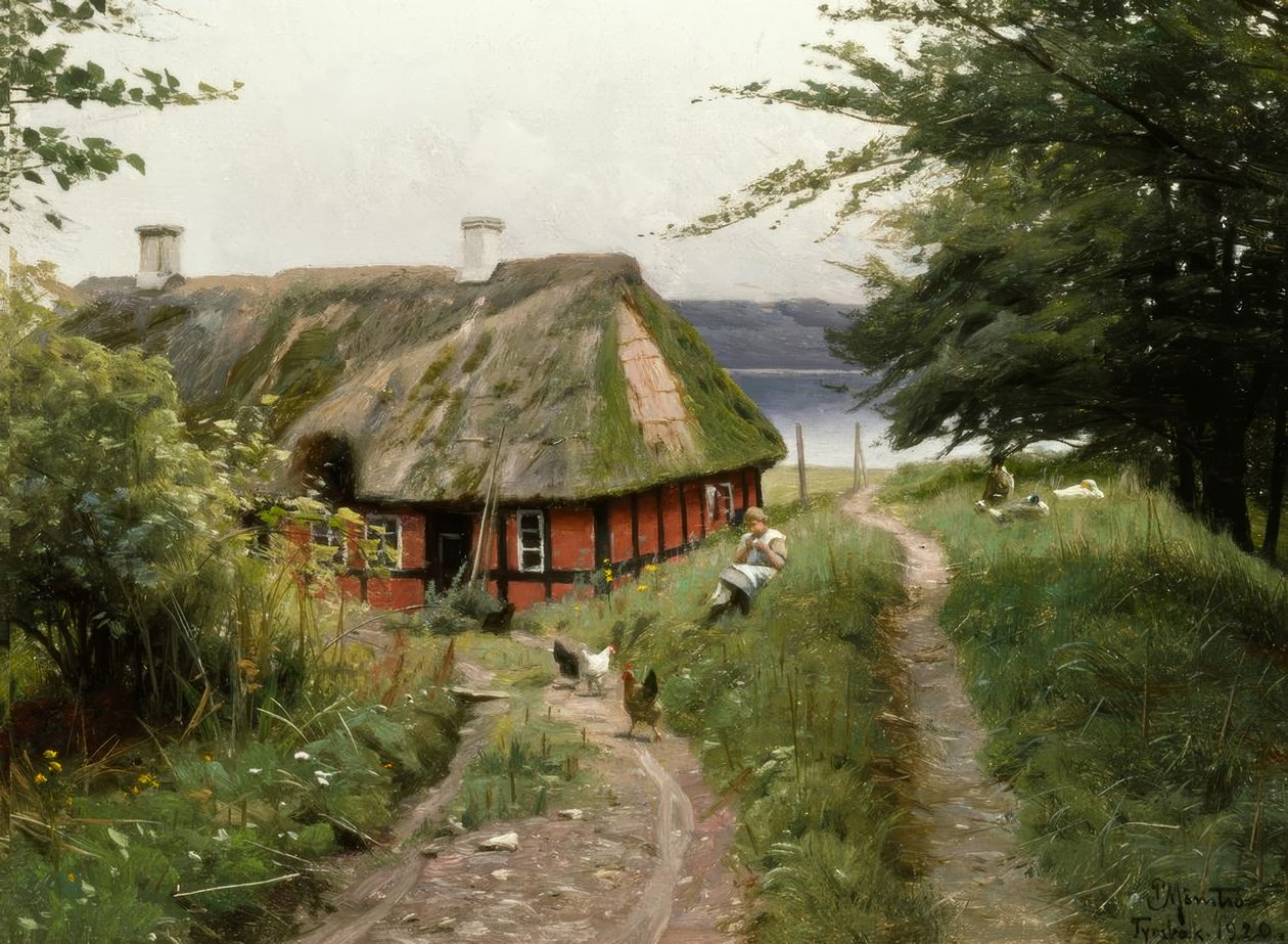 Idilio de verano frente a la cabaña de pescadores de Peder Monsted