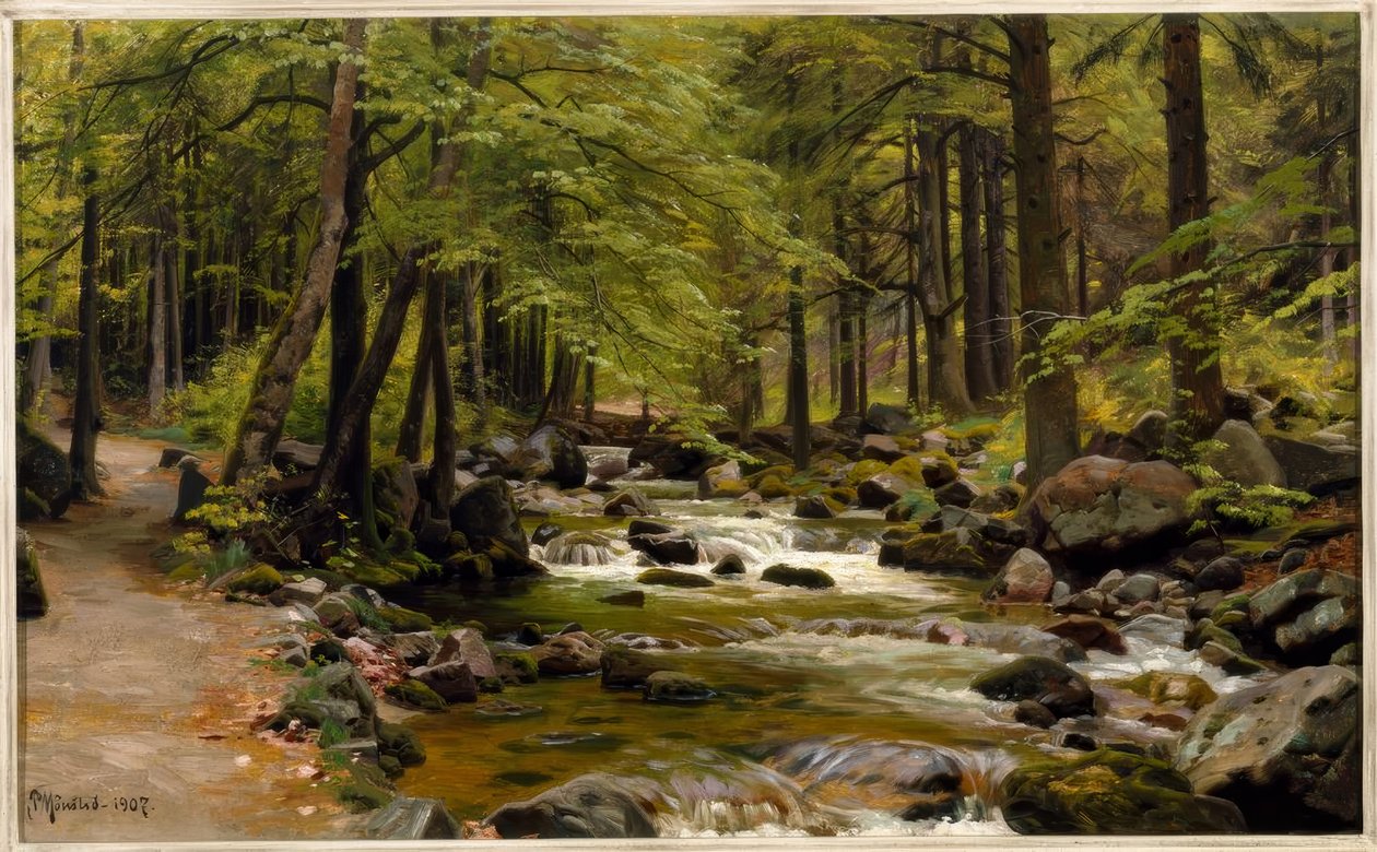 Arroyo en el bosque en primavera de Peder Monsted