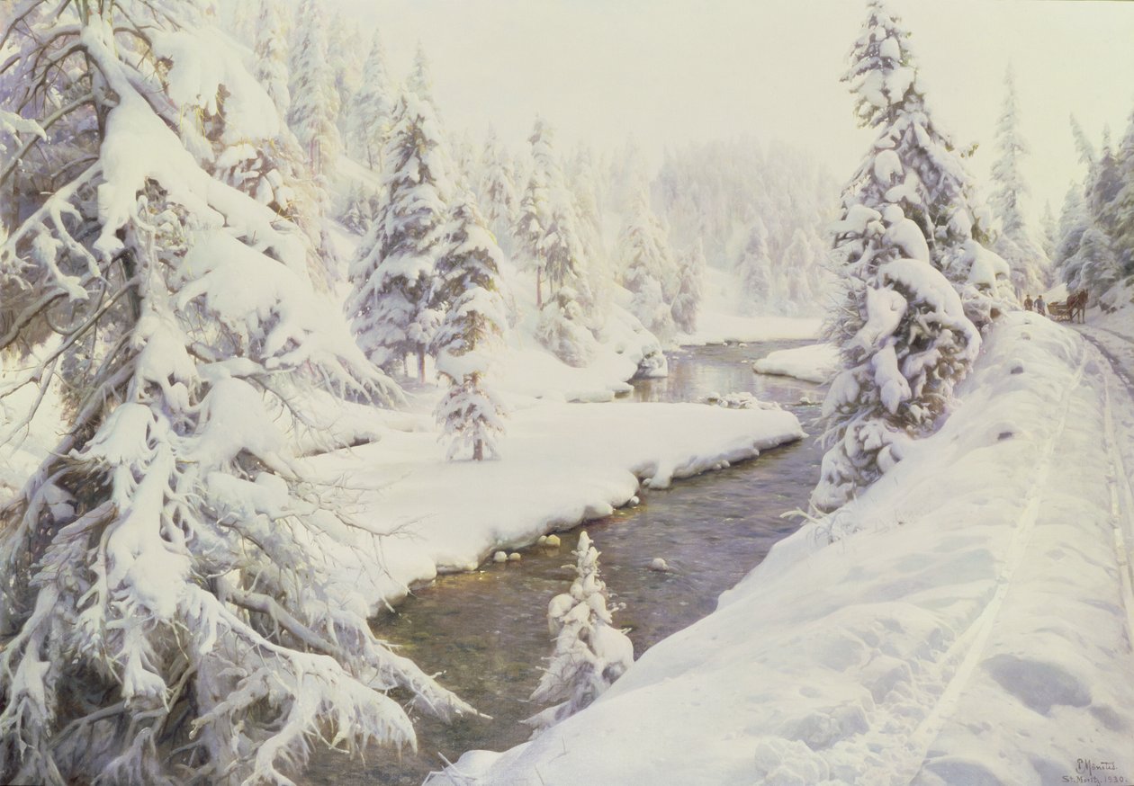 Paisaje de Invierno, St Moritz de Peder Monsted