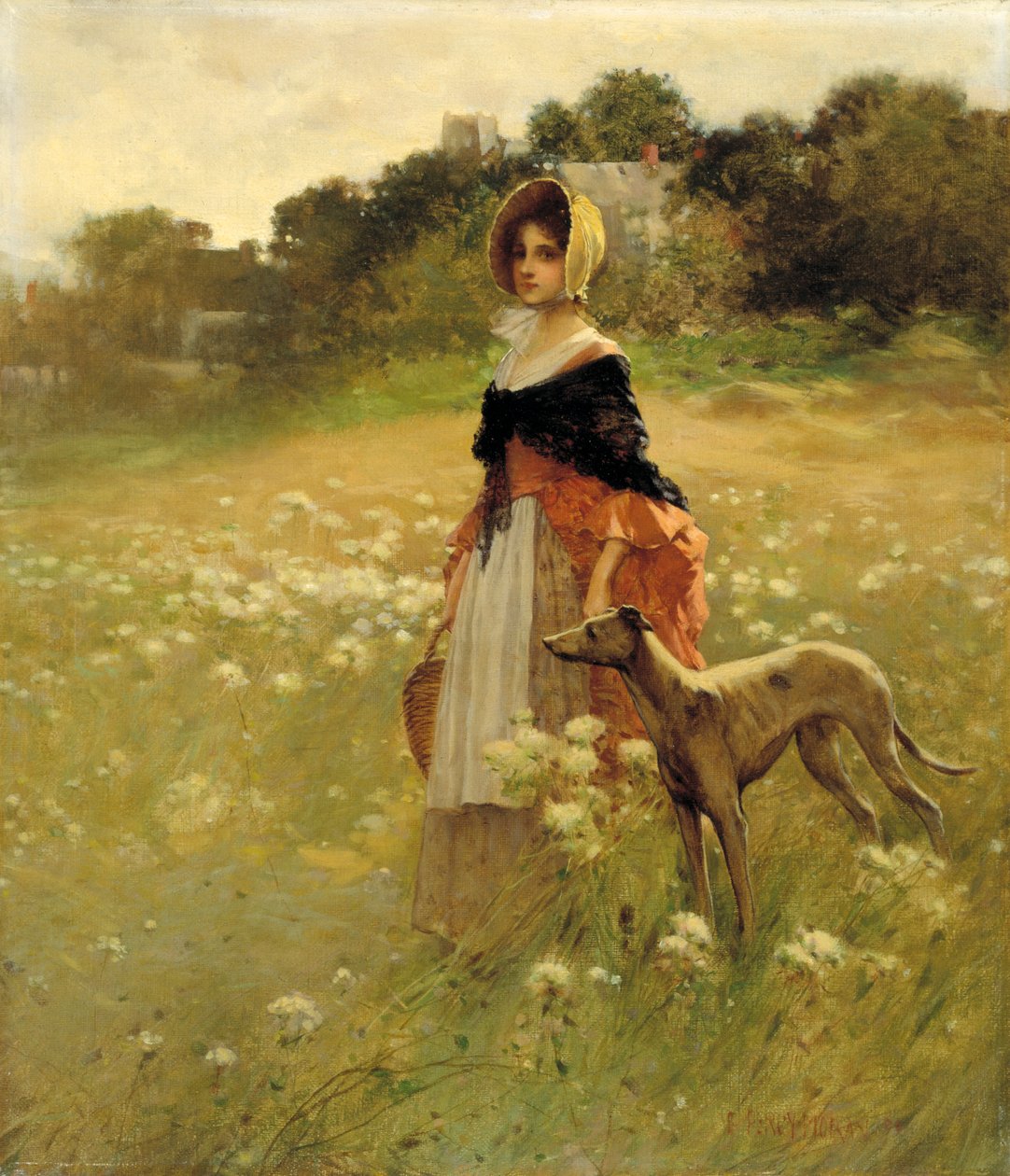 Niña y perro, 1890 de Percy Moran