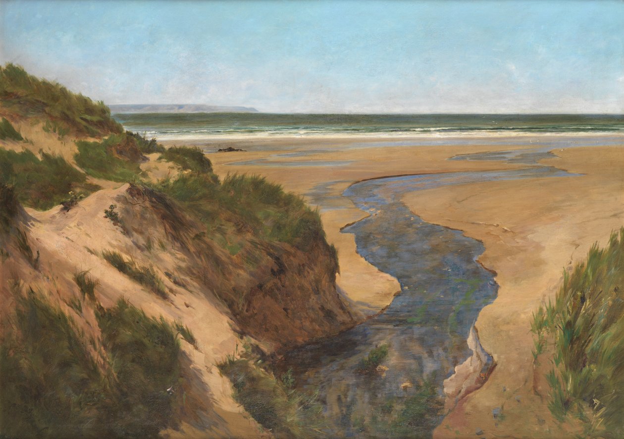 Croyde Sands, Summertime (Óleo sobre lienzo) de Peregrine Mulvogue Feeney