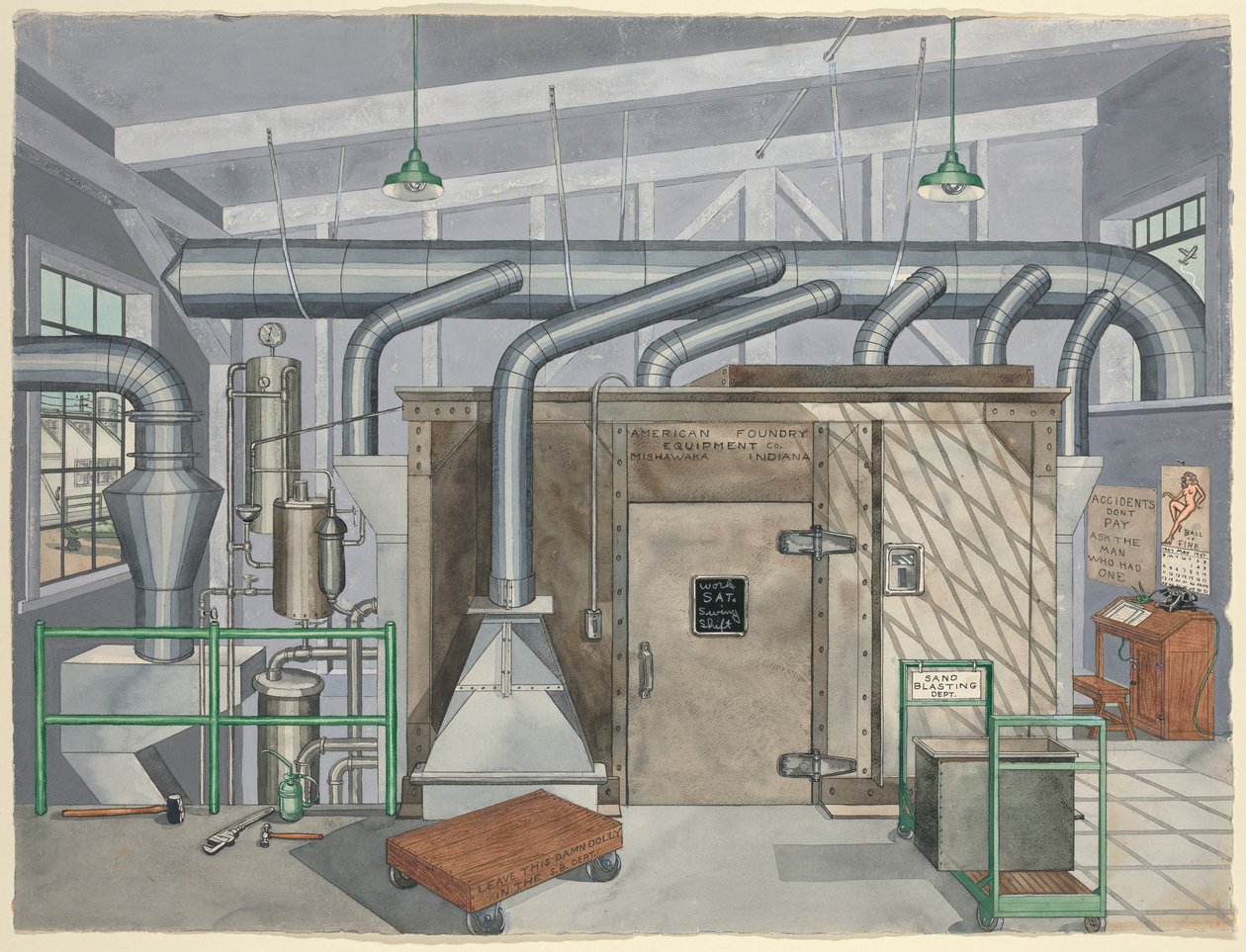 Cámara de chorro de arena exterior, 1935 de Perkins Harnly