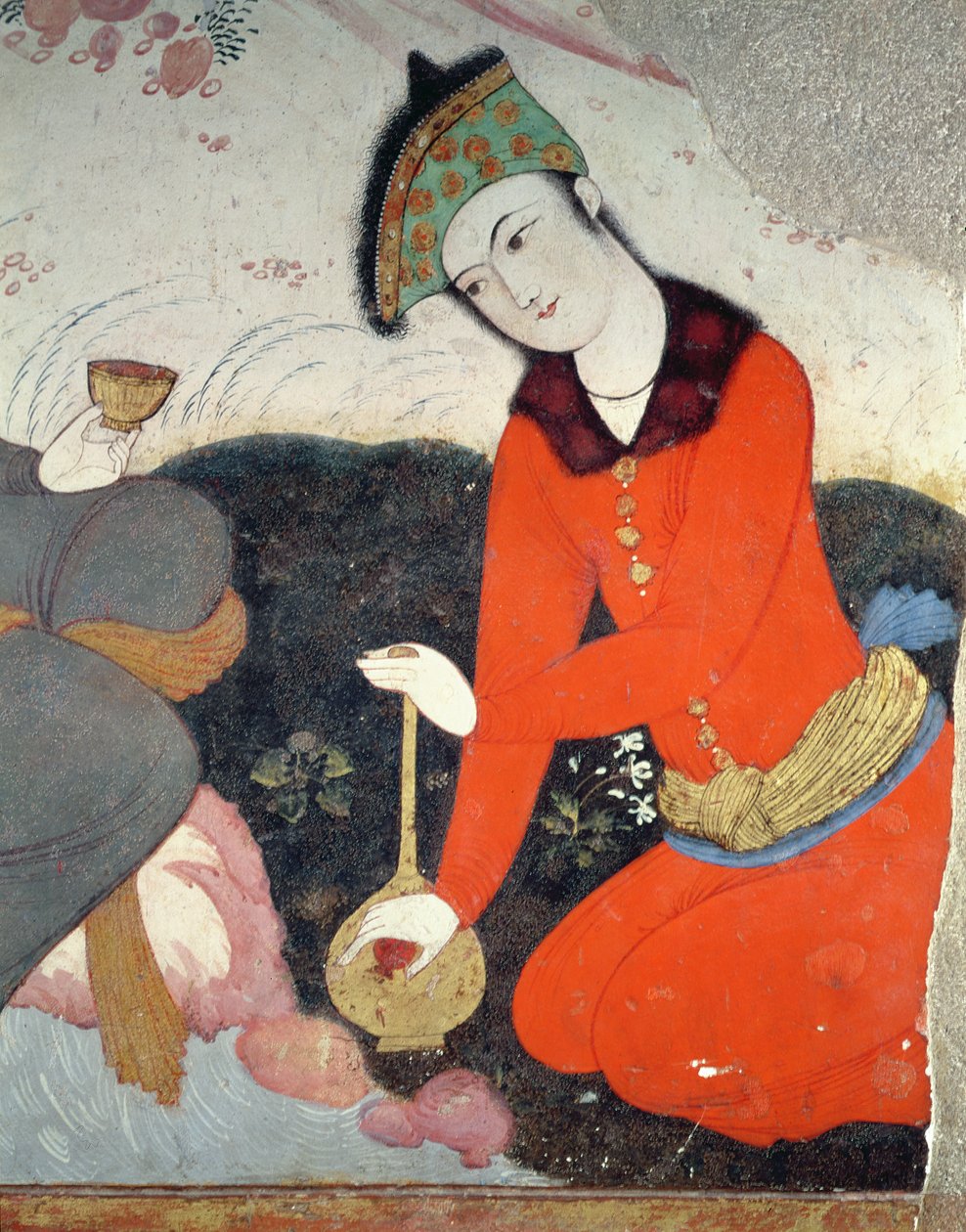 Cortesano en la Corte de Shah Abbas I (detalle) de Persian School