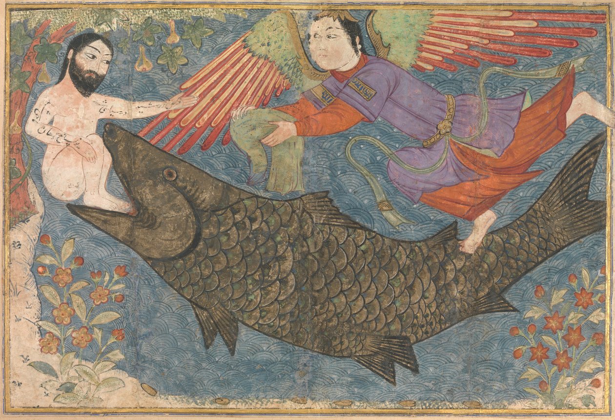Jonás y la ballena, c.1400 de Persian School
