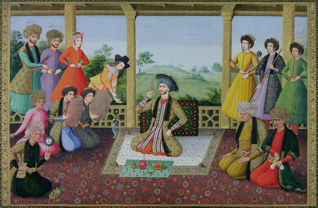 Shah Suleyman II (1641-91) y sus cortesanos de Persian School