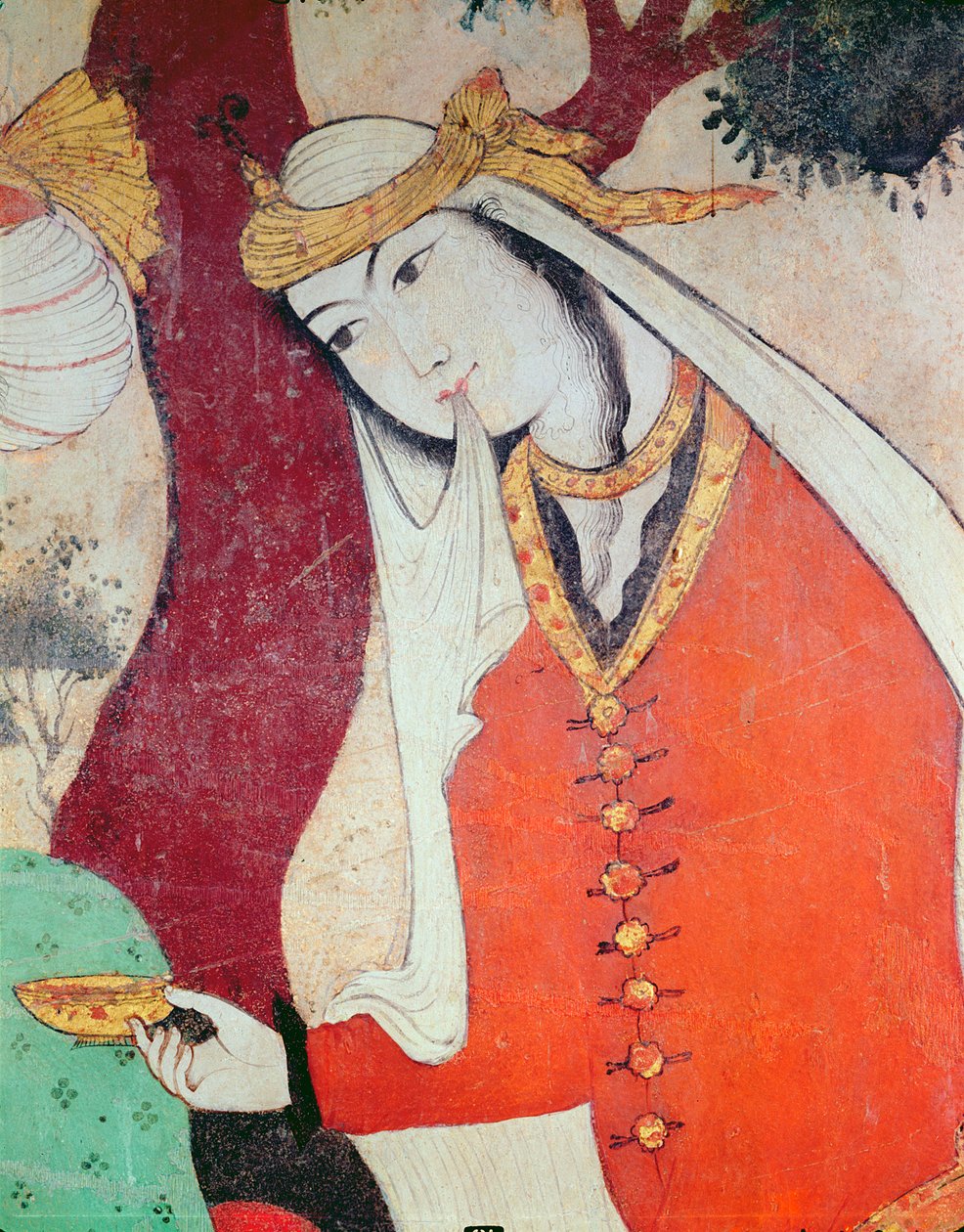 Mujer de la corte de Shah Abbas I, 1585-1627 (detalle) de Persian School