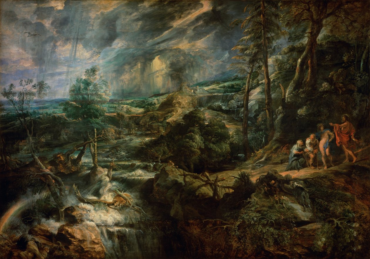 Paisaje con Filemón y Baucis c.1625 de Peter Paul Rubens