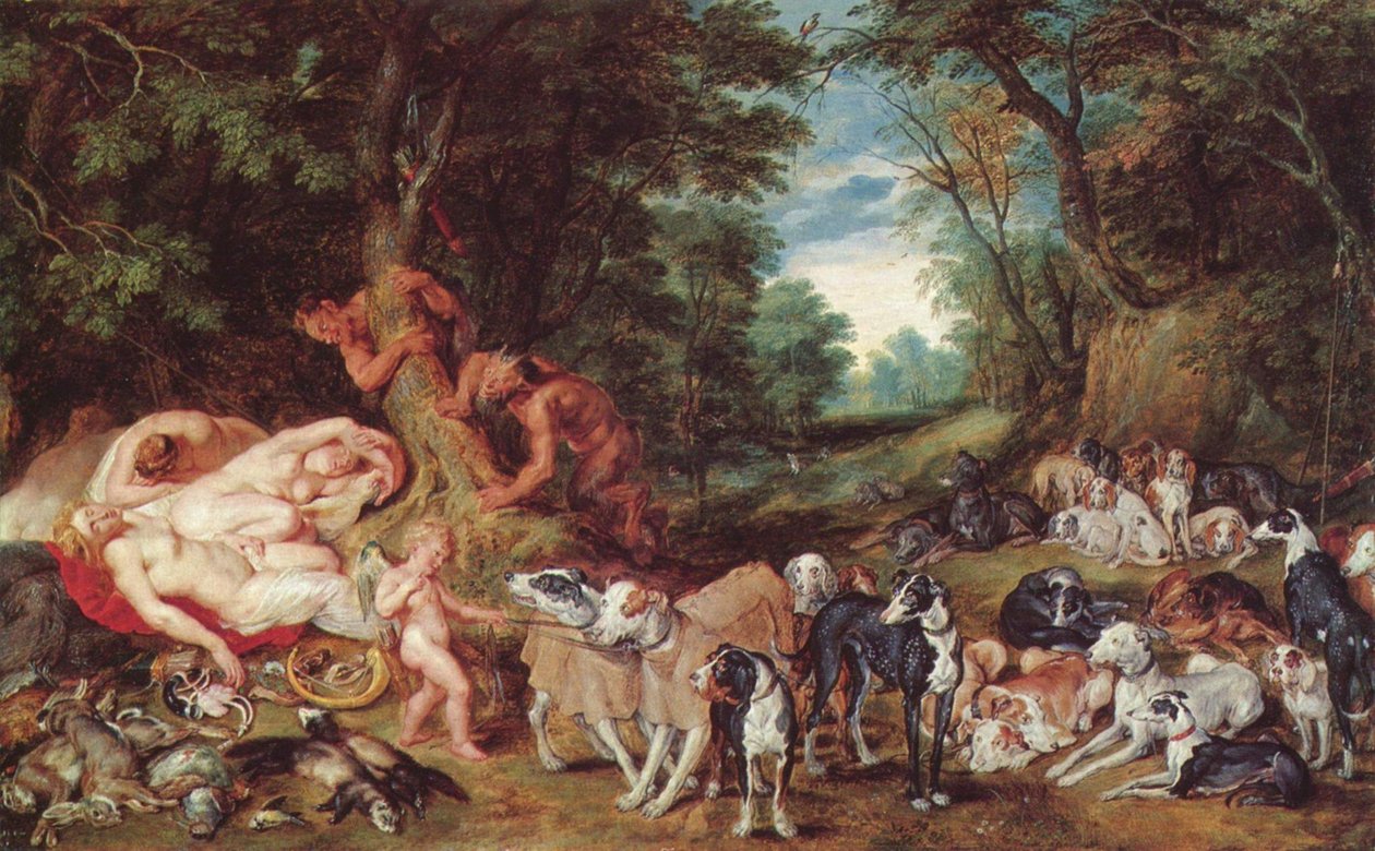 Ninfas, sátiros y perros de Peter Paul Rubens