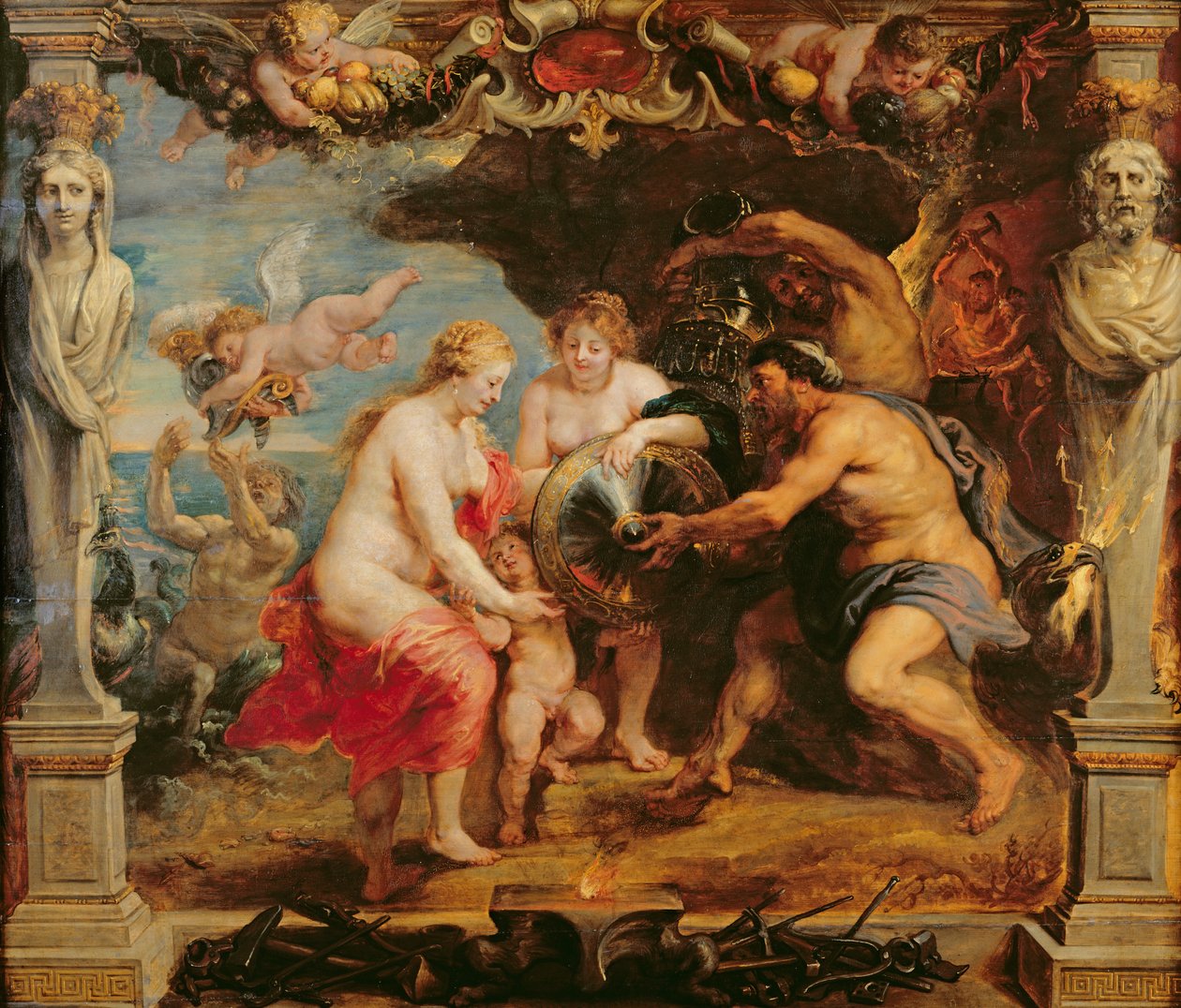 Tetis recibiendo la armadura de Aquiles de Vulcano de Peter Paul Rubens