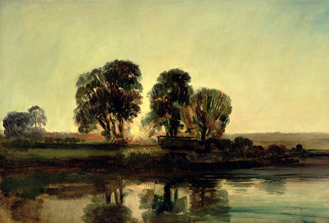 Paisaje fluvial al atardecer de Peter de Wint