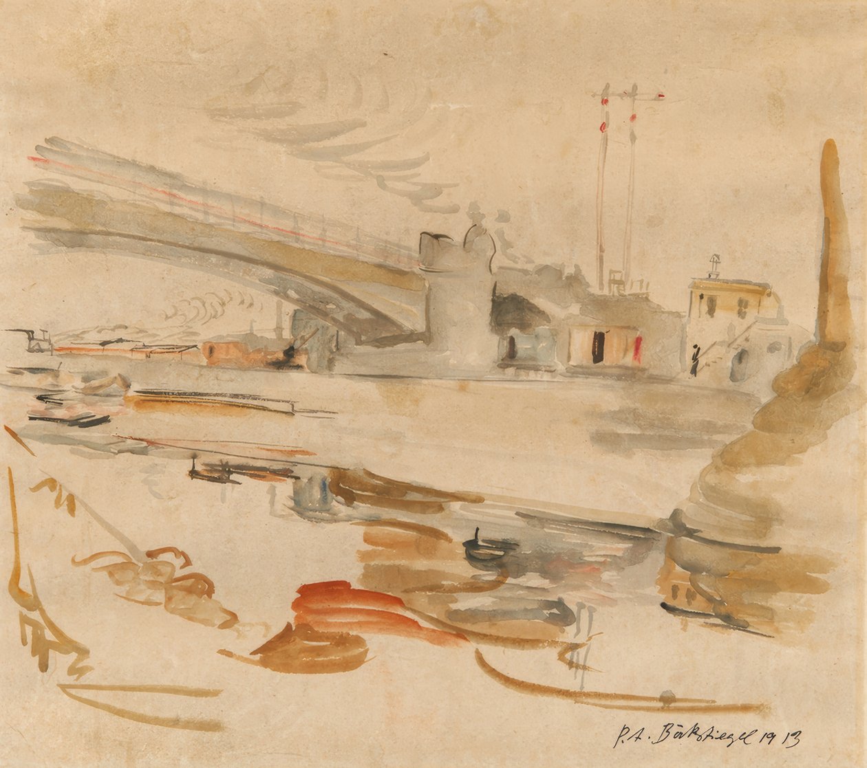 Ciudad con puente de Peter August Böckstiegel