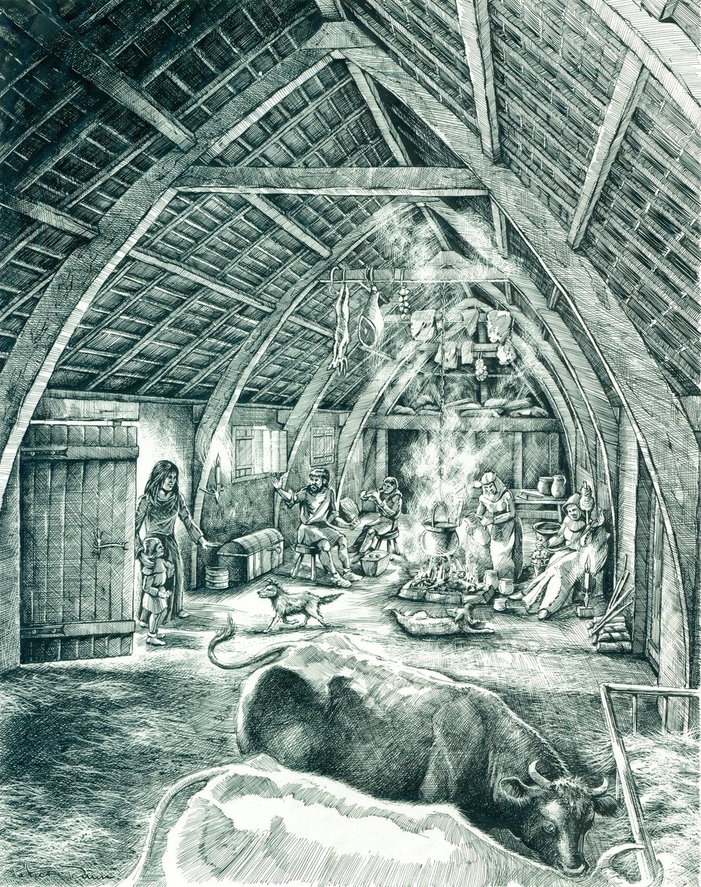 Casa campesina medieval, siglos XIII-XV, c1980-2010 de Peter Dunn